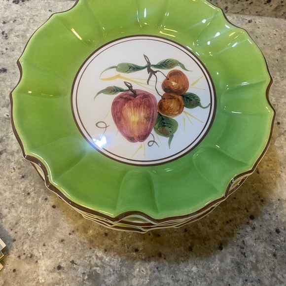Other - Vintage Hand Painted Fruit Salad Snack Plates Italy Tuscan Summertime Elegant (6